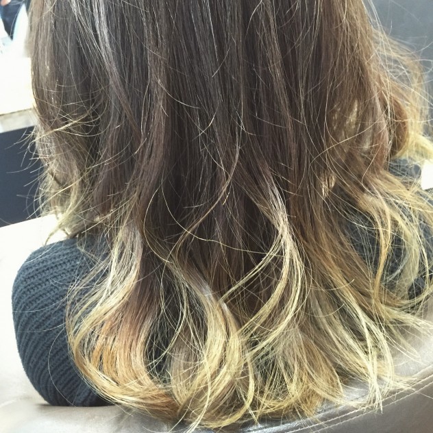 オンブレカラー　ミント系